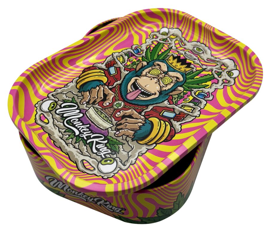 MONKEY METALIC TRAY BOX ROSA Y AMARILLO
