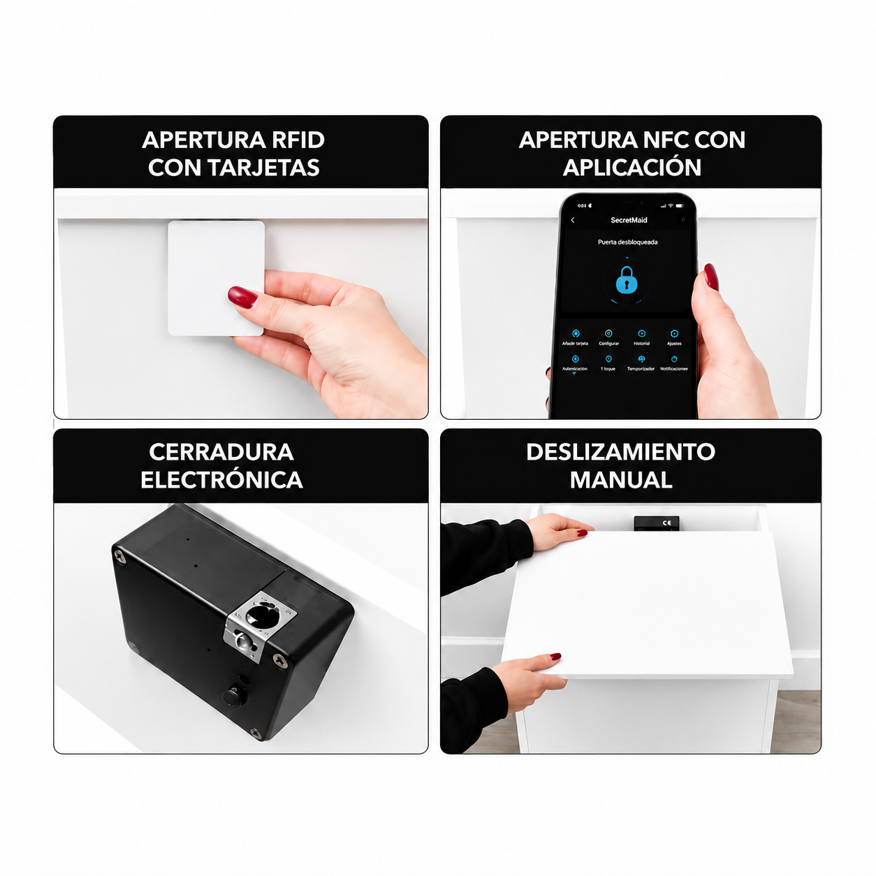 MESITA DE NOCHE CON COMPARTIMENTO SECRETO | APERTURA INTELIGENTE NFC 🔏 - Imagen 4